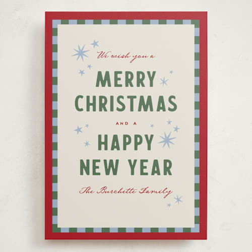 This is a ribbon holiday photo cards with standard by Wildfield Paper Co called olympus printing on signature in grand