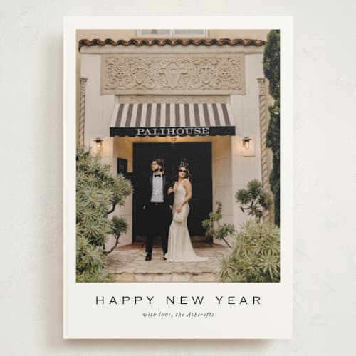 This is a ebony holiday photo cards with standard by Yaling Hou Suzuki called about time printing on signature in grand