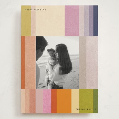 This is a rainbow holiday photo cards with standard by Sumak Studio called happy colors printing on signature in grand