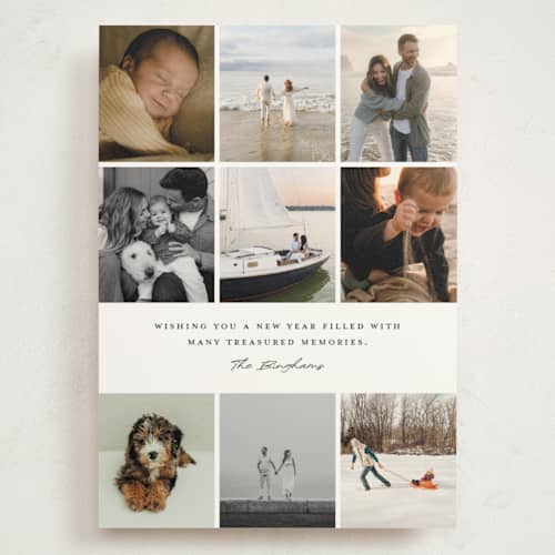 This is a snow holiday photo cards with standard by Angela Garrick called treasures printing on signature in grand