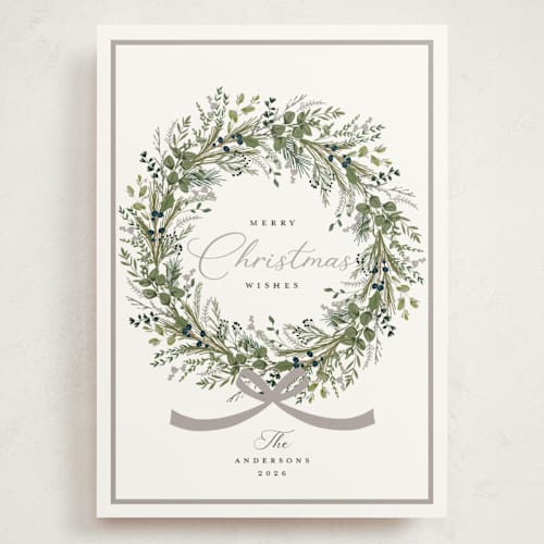 This is a winter holiday photo cards with standard by Susan Moyal called christmas bow printing on signature in grand