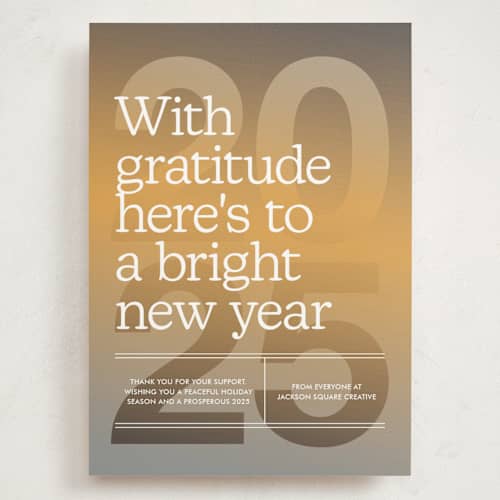 This is a sunrise holiday photo cards with standard by Annie Clark called horizon printing on signature in grand