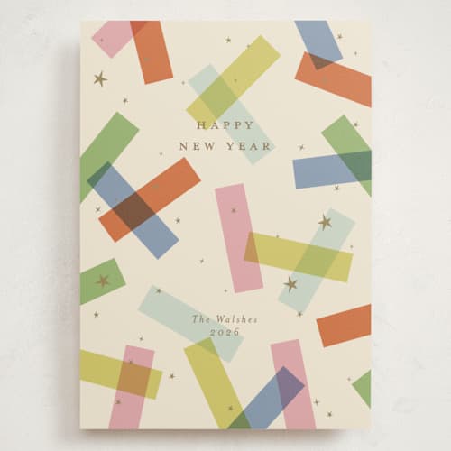 This is a candy holiday photo cards with standard by Ellen Schlegelmilch called confetti strips printing on signature in grand