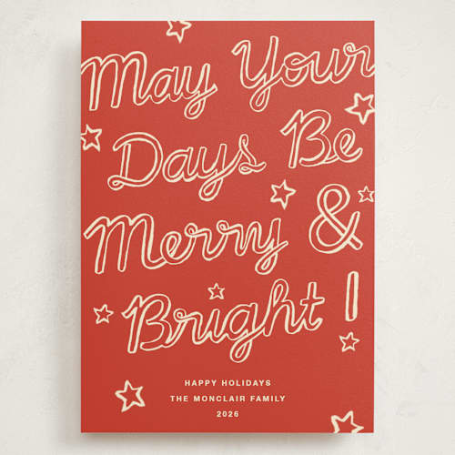 This is a peppermint holiday photo cards with standard by Pati Cascino called happy always printing on signature in grand