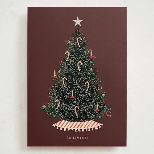 This is a merlot holiday photo cards with standard by Baumbirdy called old fashioned printing on signature in grand
