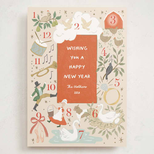 This is a persimmon holiday photo cards with standard by Leah Bisch called counting the days printing on signature in grand