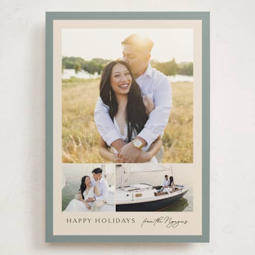 This is a pool holiday photo cards with standard by Chris Griffith called holiday band printing on signature in grand