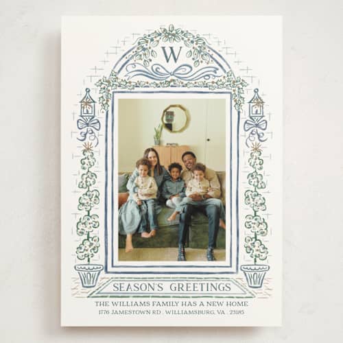 This is a lake holiday photo cards with standard by Paper Sun Studio called colonial christmas printing on signature in grand