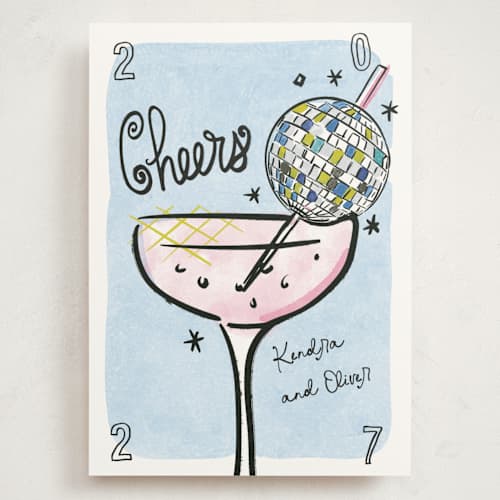 This is a cosmo holiday photo cards with standard by Jenna Holcomb called disco cocktail printing on signature in grand