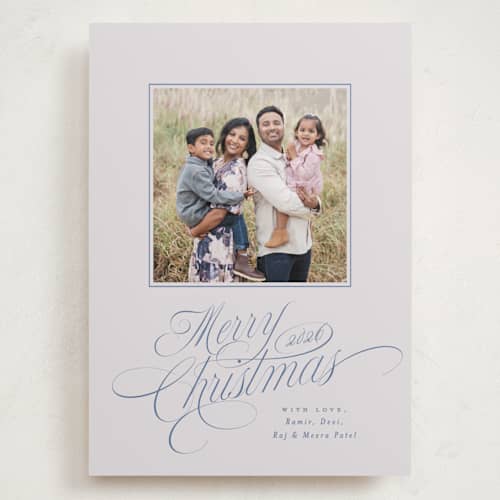 This is a frozen pond holiday photo cards with standard by Everett Paper Goods called glide printing on signature in grand