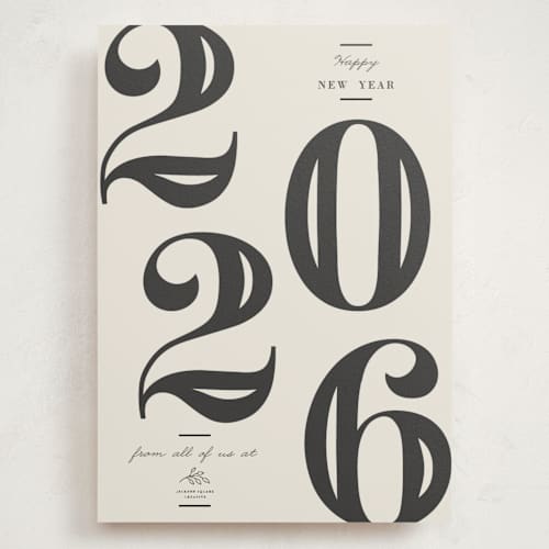 This is a charcoal holiday photo cards with standard by Oma N. Ramkhelawan called bold year printing on signature in grand