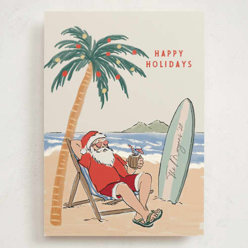 This is a pine holiday photo cards with standard by Elly called tropical winter printing on signature in grand