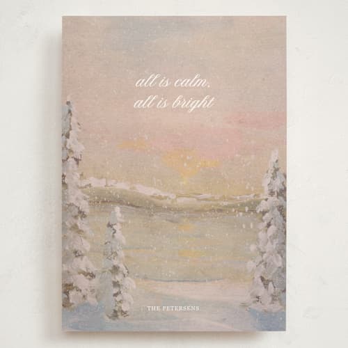 This is a nutmeg holiday photo cards with standard by Lindsay Megahed called calm and bright printing on signature in grand