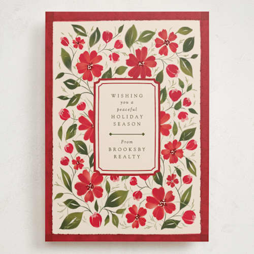 This is a poinsettia holiday photo cards with standard by Erin L. Wilson called florale printing on signature in grand