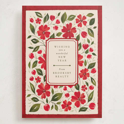 This is a poinsettia holiday photo cards with standard by Erin L. Wilson called florale printing on signature in grand