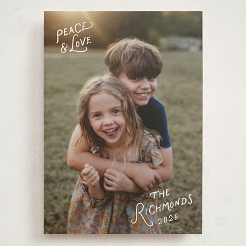 This is a frost holiday photo cards with standard by Hooray Creative called whimsical type printing on signature in grand