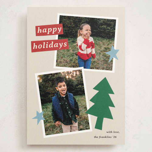 This is a juniper holiday photo cards with standard by Kercia Jane called paper cut cheer printing on signature in grand