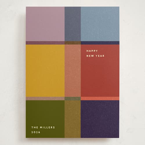 This is a stocking holiday photo cards with standard by Sumak Studio called colorful check printing on signature in grand