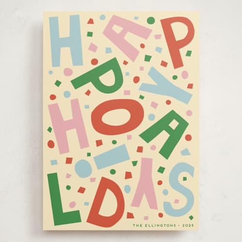 This is a cozy confetti holiday photo cards with standard by Alisa Galitsyna called confetti type party printing on signature in grand