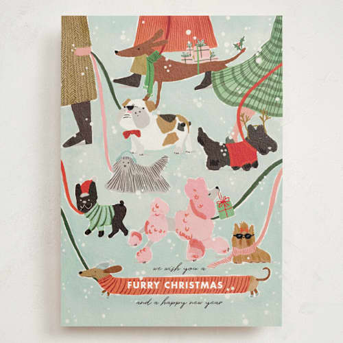 This is a winter holiday photo cards with standard by Menci Zaga called furry christmas printing on signature in grand