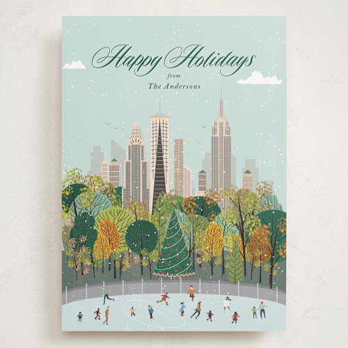This is a mint holiday photo cards with standard by Sherley Ferreira called new york for the holidays printing on signature in grand