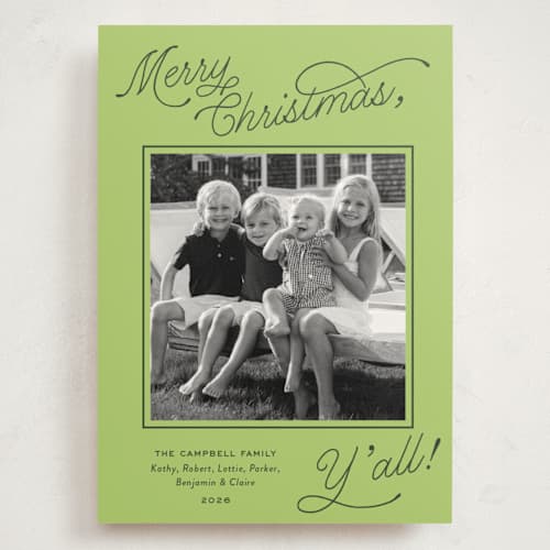 This is a fern holiday photo cards with standard by Megan Davis called southern charm printing on signature in grand