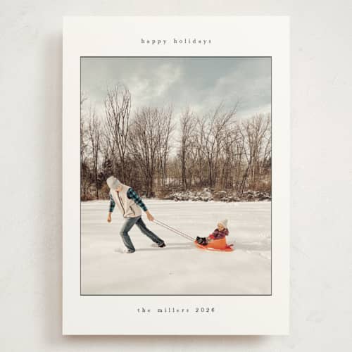 This is a snow holiday photo cards with standard by Nicole Walsh called typewriter printing on signature in grand