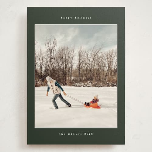 This is a evergreen holiday photo cards with standard by Nicole Walsh called typewriter printing on signature in grand