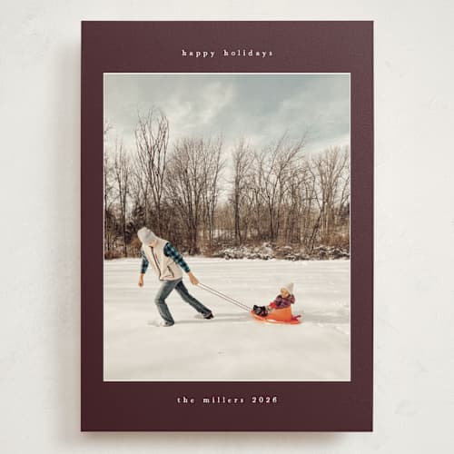This is a cranberry holiday photo cards with standard by Nicole Walsh called typewriter printing on signature in grand