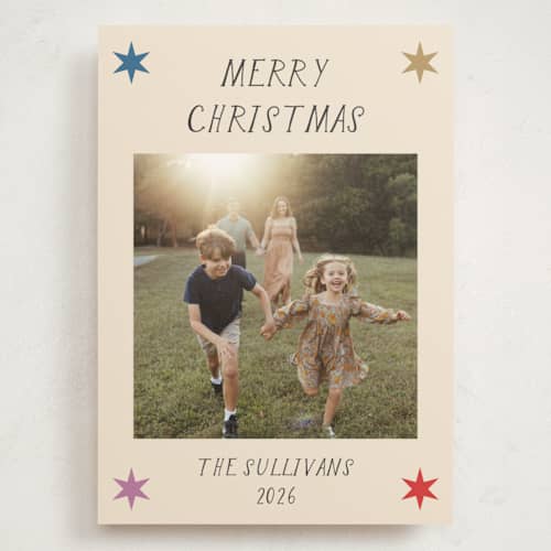 This is a twinkle holiday photo cards with standard by Tracy Schifeling called corner stars printing on signature in grand