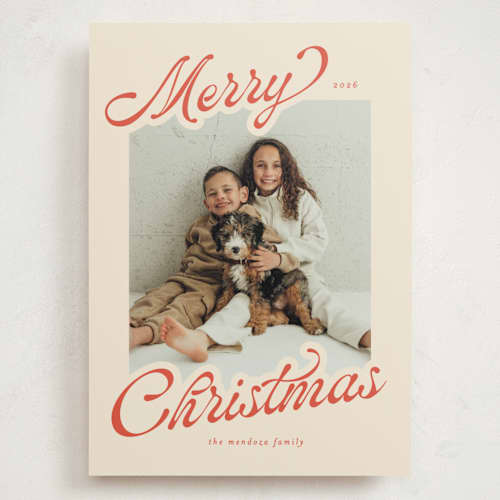 This is a peppermint holiday photo cards with standard by Ashley Iwafuchi called merry cheer printing on signature in grand