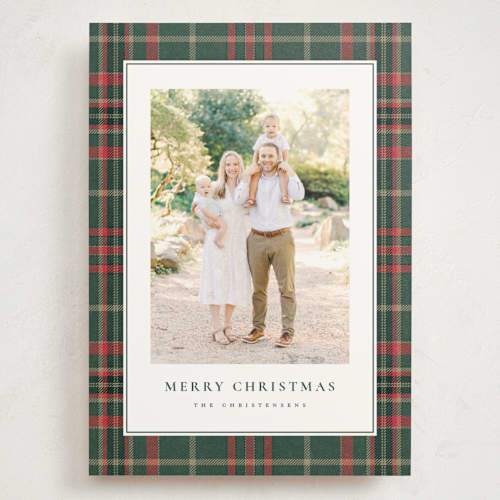 This is a flannel holiday photo cards with standard by Wildfield Paper Co called apres ski printing on signature in grand