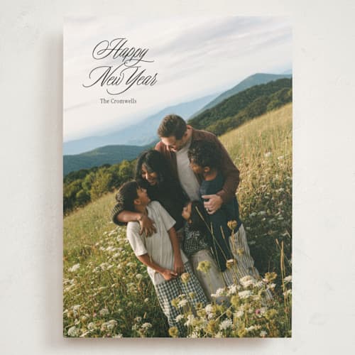 This is a charcoal holiday photo cards with standard by Cindy Reynolds called primrose hill printing on signature in grand