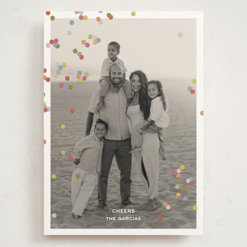 This is a gumdrop holiday photo cards with standard by Ellen Schlegelmilch called fallen confetti printing on signature in grand