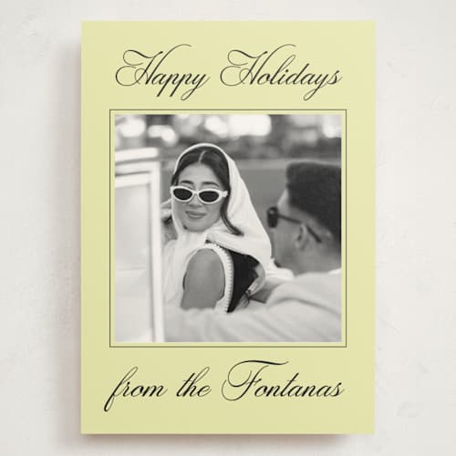 This is a spearmint holiday photo cards with standard by Ekko Studio called traditional twist printing on signature in grand