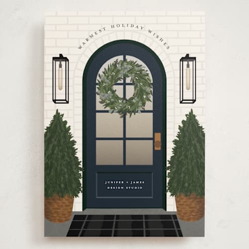 This is a night sky holiday photo cards with standard by Ekko Studio called holiday home printing on signature in grand