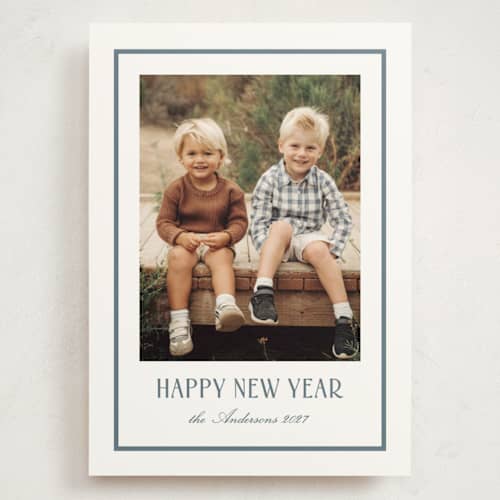 This is a denim holiday photo cards with standard by Nicole Walsh called timeless frame printing on signature in grand