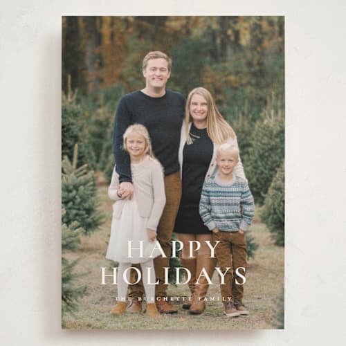 This is a snowflake holiday photo cards with standard by Wildfield Paper Co called happy holidays! printing on signature in grand