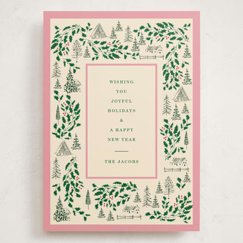 This is a candy holiday photo cards with standard by Baumbirdy called village frame printing on signature in grand