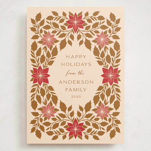 This is a chocolate holiday photo cards with standard by Katharine Watson called holly frame printing on signature in grand