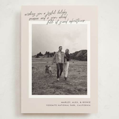 This is a pudding holiday photo cards with standard by Kayla King called grand adventure printing on signature in grand
