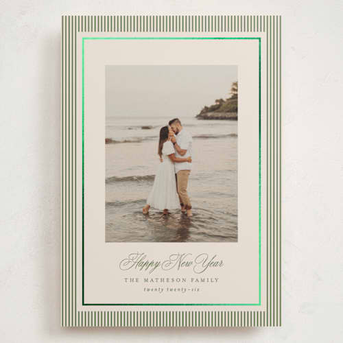 This is a cedar foil stamped holiday cards with foil pressed by Kelly Schmidt called striped elegance printing on signature in grand
