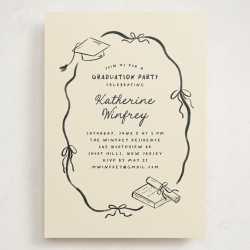 This is a noir graduation invitations with standard by Creo Study called trendsetter printing on signature in grand