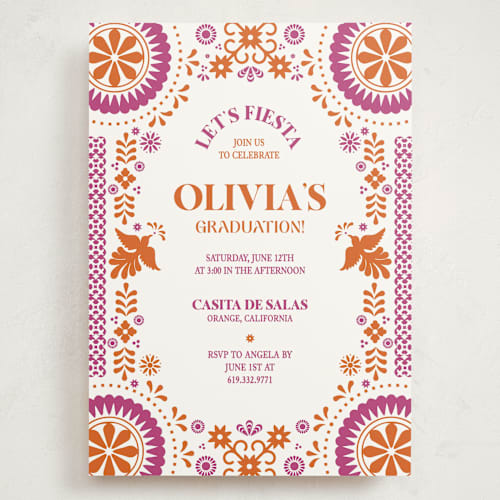 This is a gumdrop graduation invitations with standard by Eva Tadros called let's fiesta printing on signature in grand
