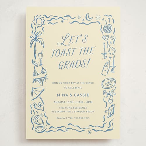 This is a sea graduation invitations with standard by Pati Cascino called on the coast printing on signature in grand