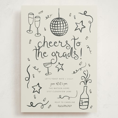 This is a chalkboard graduation invitations with standard by Kelly Watkins called new year cheer printing on signature in grand
