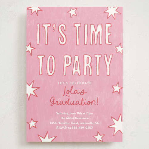 This is a cotton candy graduation invitations with standard by Kercia Jane called starry celebration printing on signature in grand