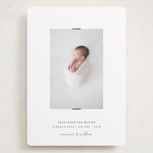 This is a forest grand birth announcements with standard by Blustery August called cole printing on recycled smooth signature in grand