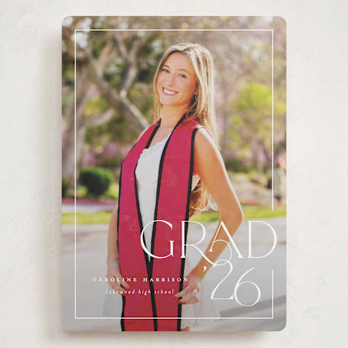This is a snow graduation announcements with standard by Lauren Chism called broken border printing on recycled smooth signature in grand