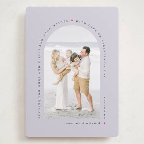 This is a lavender valentines day with standard by Mary Kay Garttmeier called lovely arch printing on recycled smooth signature in grand